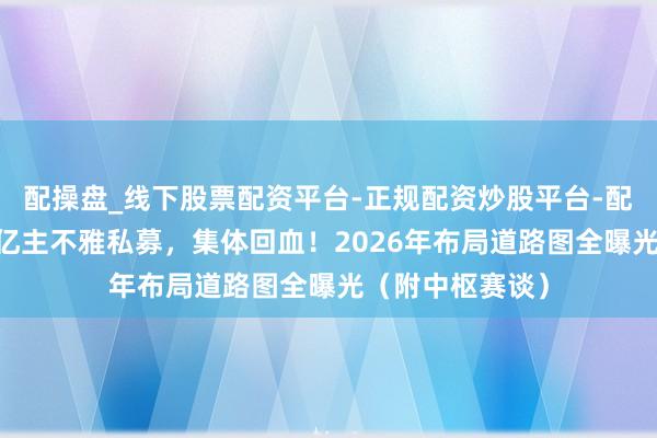 配操盘_线下股票配资平台-正规配资炒股平台-配资平台佣金 百亿主不雅私募，集体回血！2026年布局道路图全曝光（附中枢赛谈）