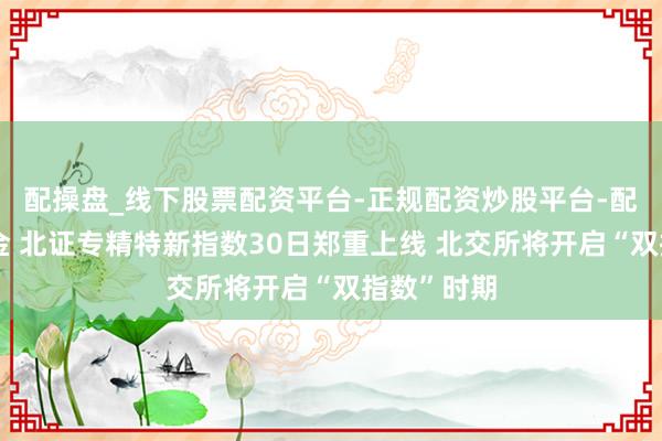 配操盘_线下股票配资平台-正规配资炒股平台-配资平台佣金 北证专精特新指数30日郑重上线 北交所将开启“双指数”时期