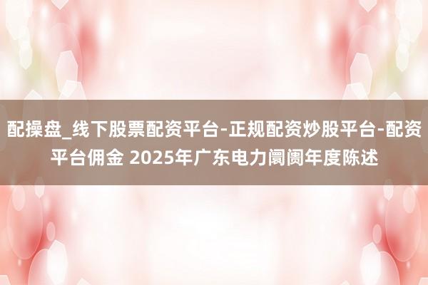配操盘_线下股票配资平台-正规配资炒股平台-配资平台佣金 2025年广东电力阛阓年度陈述