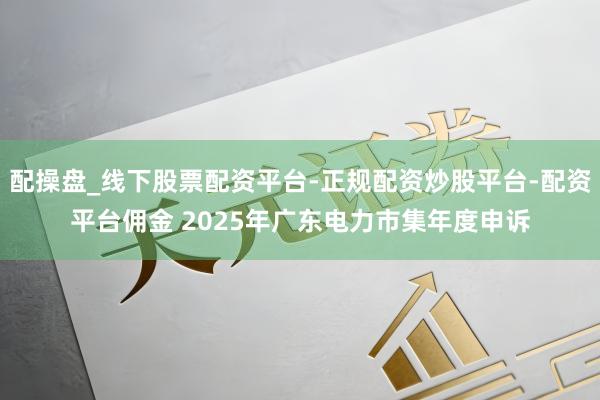 配操盘_线下股票配资平台-正规配资炒股平台-配资平台佣金 2025年广东电力市集年度申诉