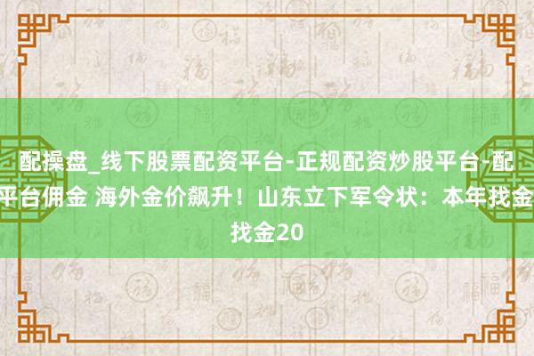 配操盘_线下股票配资平台-正规配资炒股平台-配资平台佣金 海外金价飙升！山东立下军令状：本年找金20