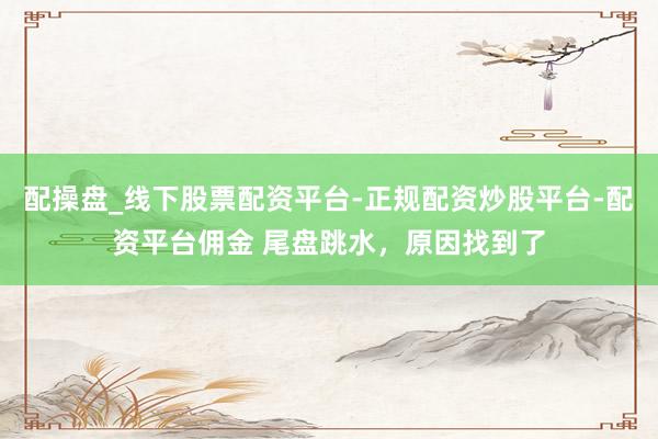 配操盘_线下股票配资平台-正规配资炒股平台-配资平台佣金 尾盘跳水，原因找到了