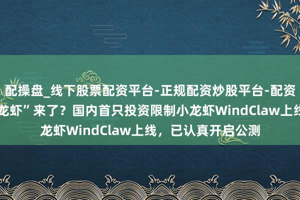 配操盘_线下股票配资平台-正规配资炒股平台-配资平台佣金 炒股“小龙虾”来了？国内首只投资限制小龙虾WindClaw上线，已认真开启公测