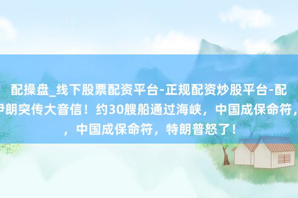 配操盘_线下股票配资平台-正规配资炒股平台-配资平台佣金 伊朗突传大音信！约30艘船通过海峡，中国成保命符，特朗普怒了！